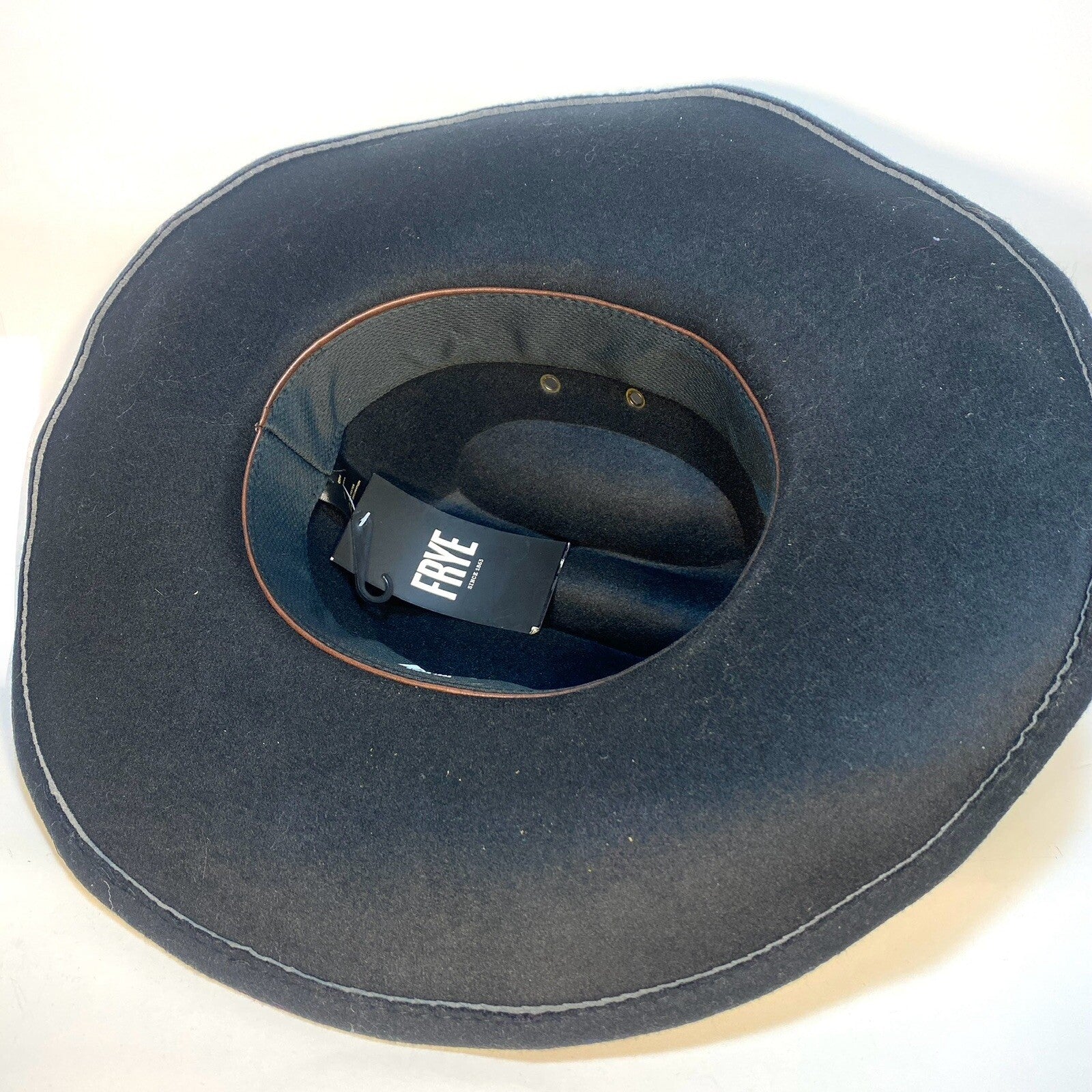 FRYE Mens Felt Leather Trim Western Cowboy Hat Black One Size (MSRP $68)