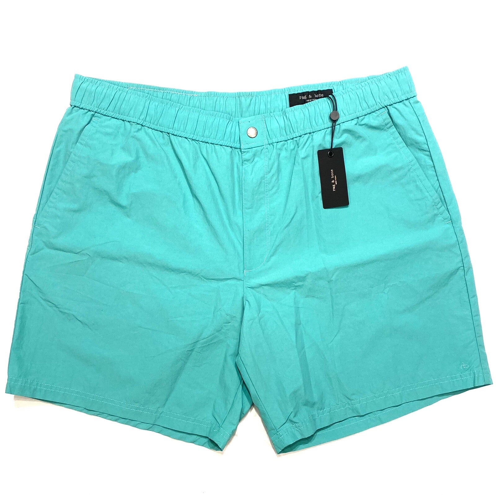 RAG & BONE Mens Eaton Pull On Technical Cotton Shorts Teal Blue XL (MSRP $195)