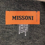 MISSONI Mens Womens Wool Fringe Scarf Ivory Logo Green Gray