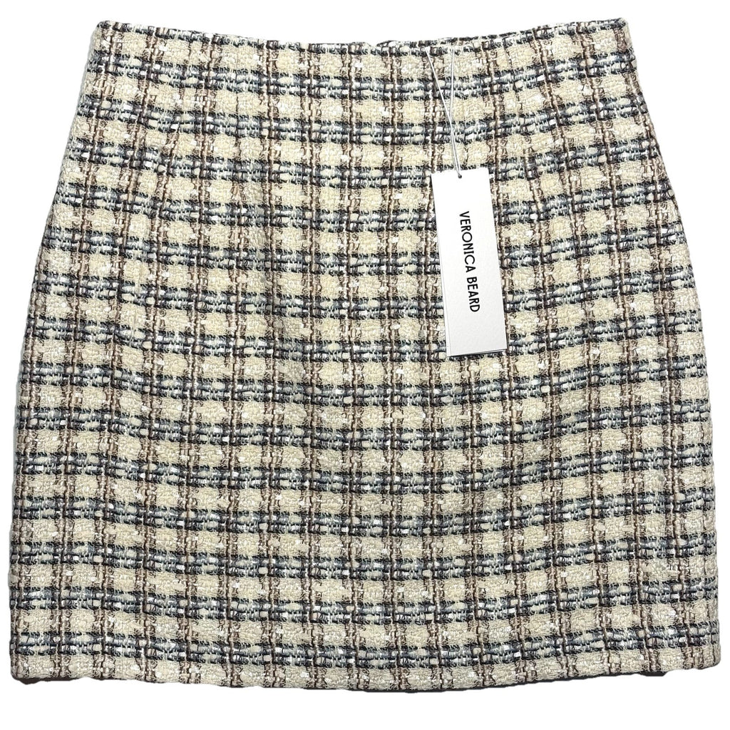 VERONICA BEARD Womens Roman Check Tweed Mini Skirt Ivory White 4 (MSRP $378)