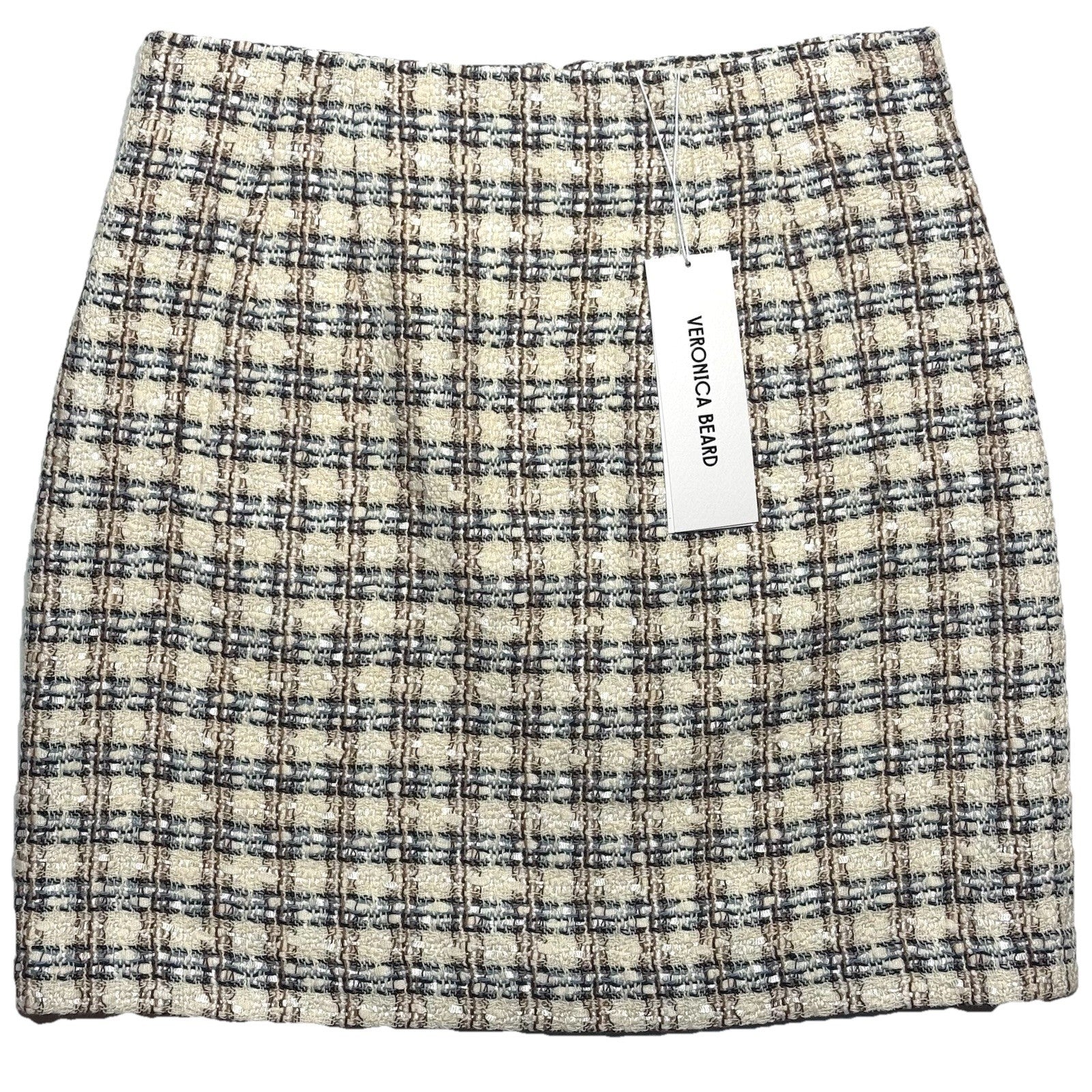 VERONICA BEARD Womens Roman Check Tweed Mini Skirt Ivory White 4 (MSRP $378)