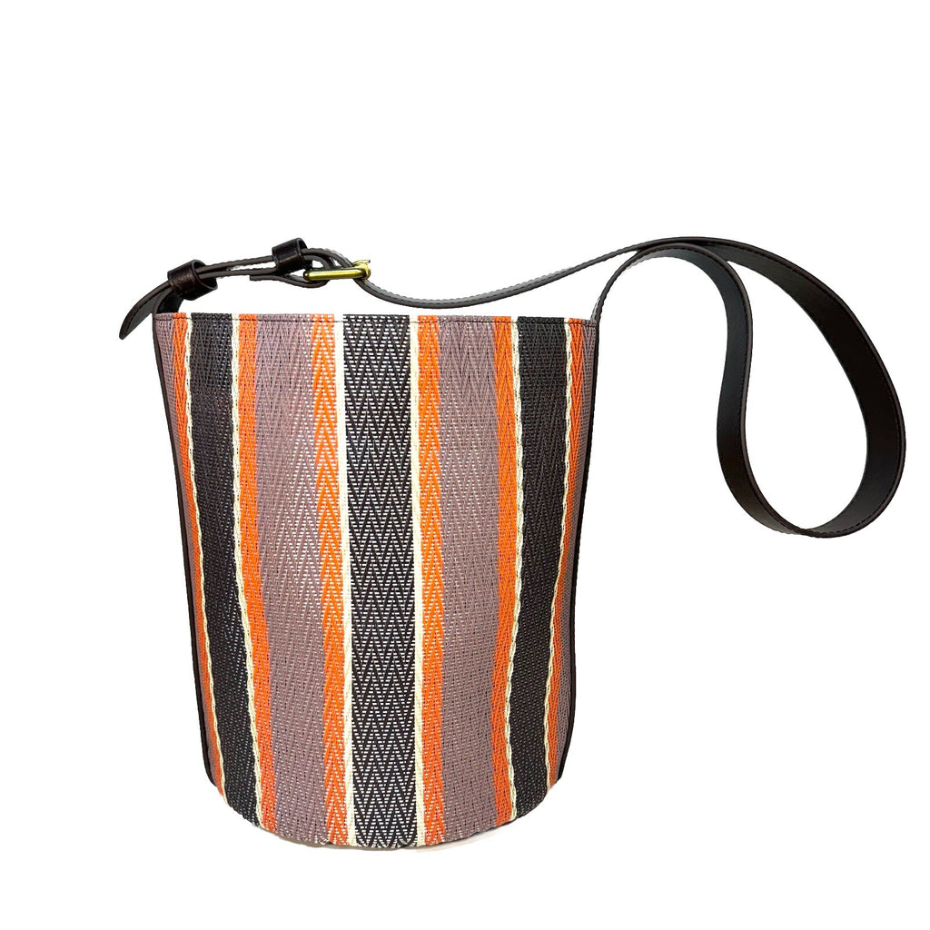 SOEUR Paris Saul Mini Woven Stripe Bucket Bag Purple (MSRP $260)