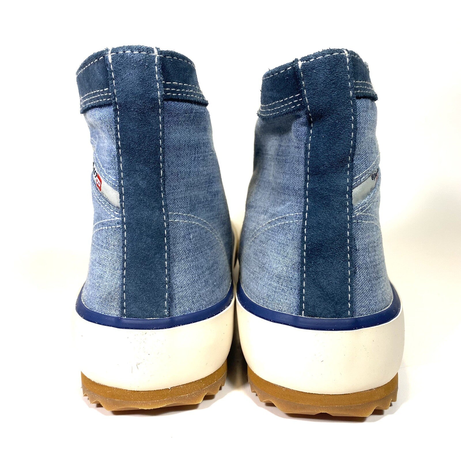 DIESEL Mens Principia Mid Top Denim Logo Sneakers Light Blue (MSRP $225)
