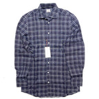 LUCIANO BARBERA Mens Linen Plaid Button Up Spread Collar Shirt Blue (MSRP $295)