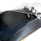 KARA Rhombus Zip Leather Rhinestone Jewel Strap Shoulder Bag Black (MSRP $525)