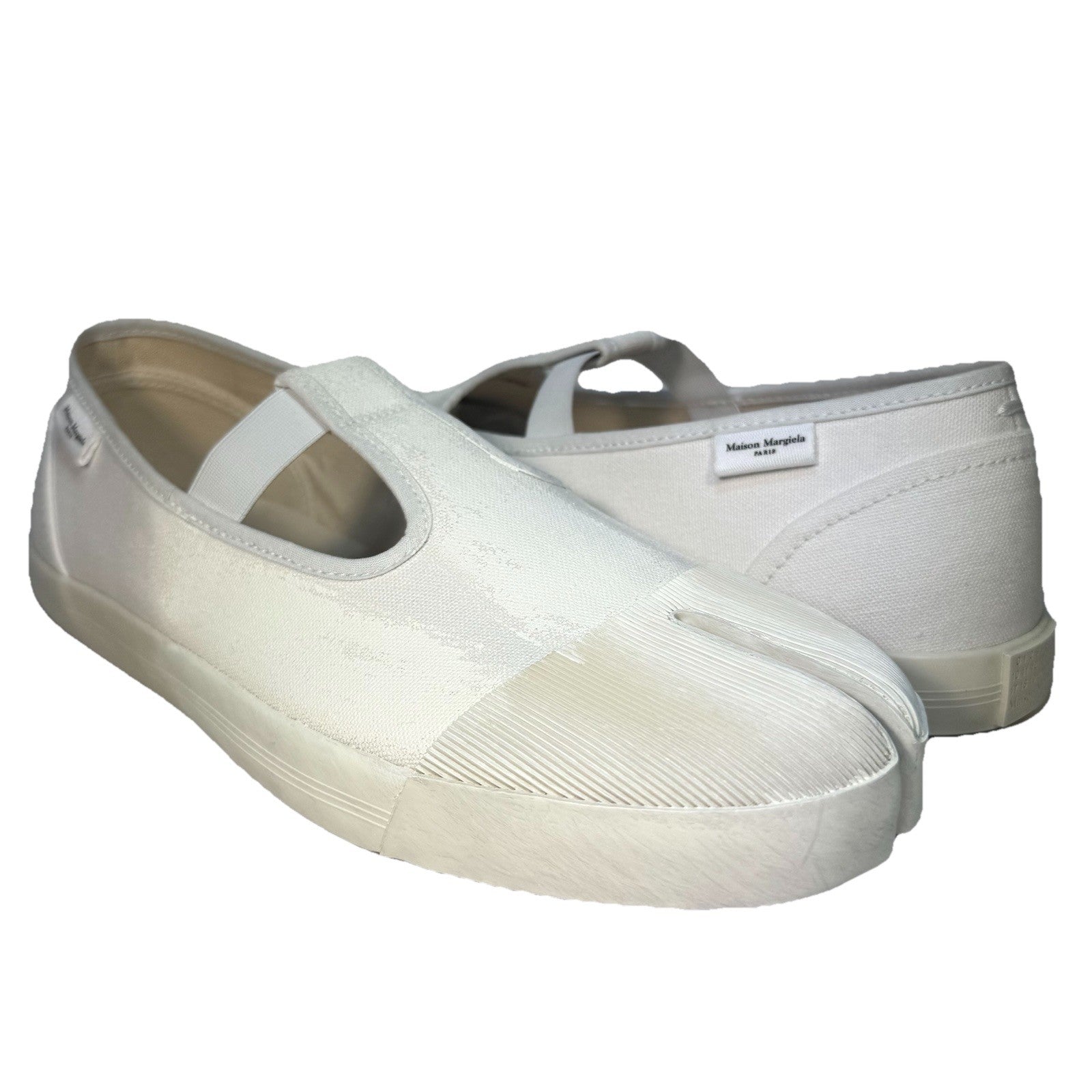 MAISON MARGIELA Mens Tabi On Deck Painted Mary Jane Sneakers White 43 -MSRP $650