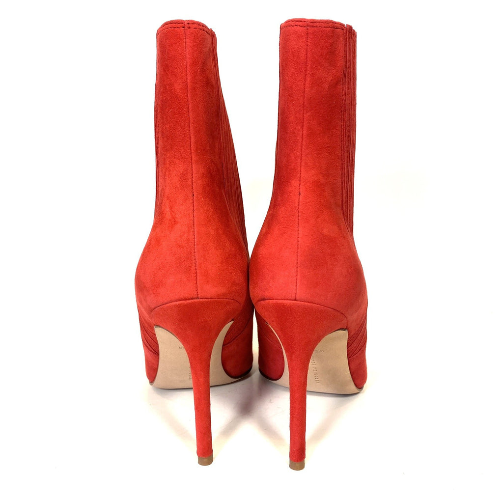 VERONICA BEARD Wonder Woman Lisa Suede Leather Heel Boots Red (MSRP $498)
