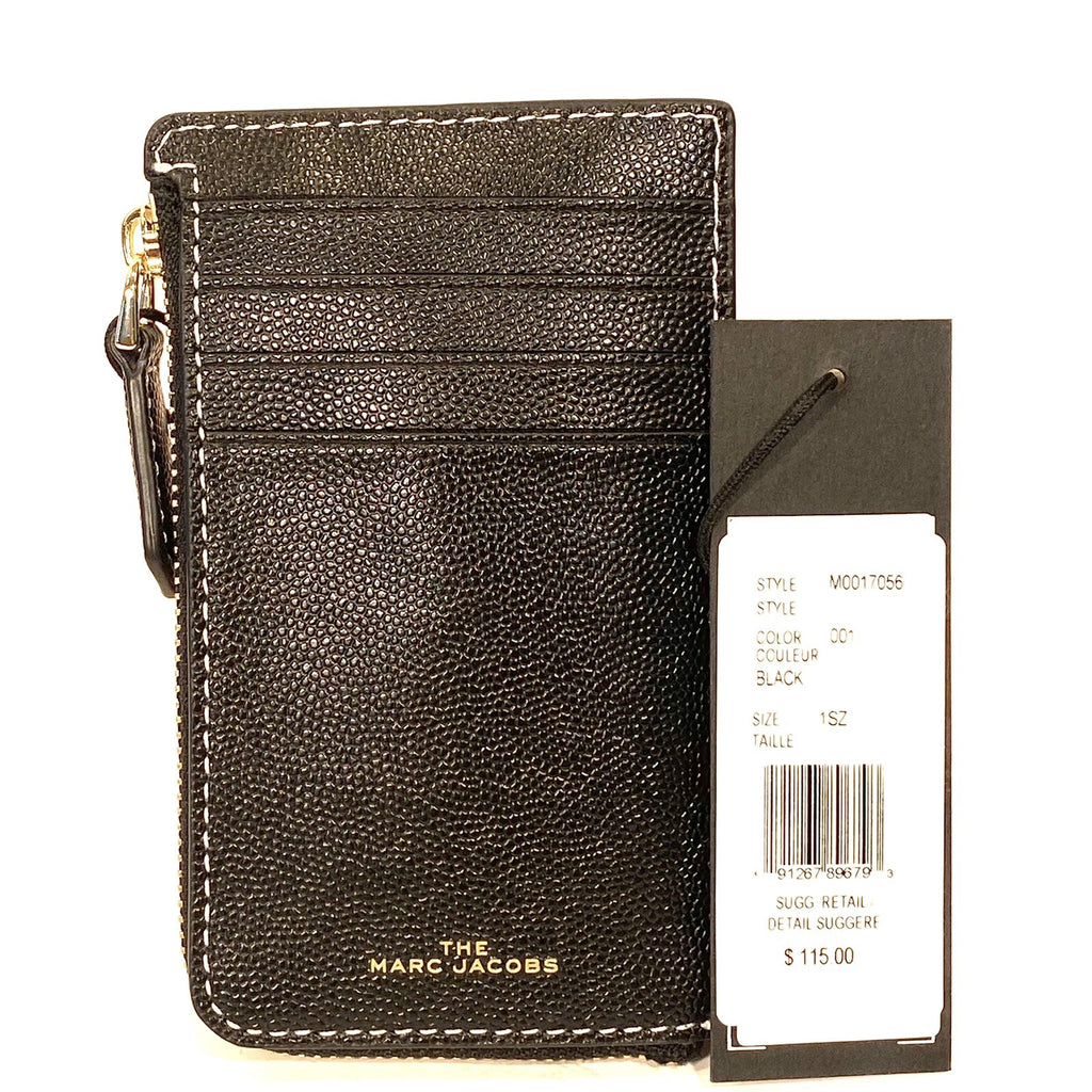 MARC JACOBS J Link Leather Zip Card Case Key Holder Wallet Black (MSRP $115)