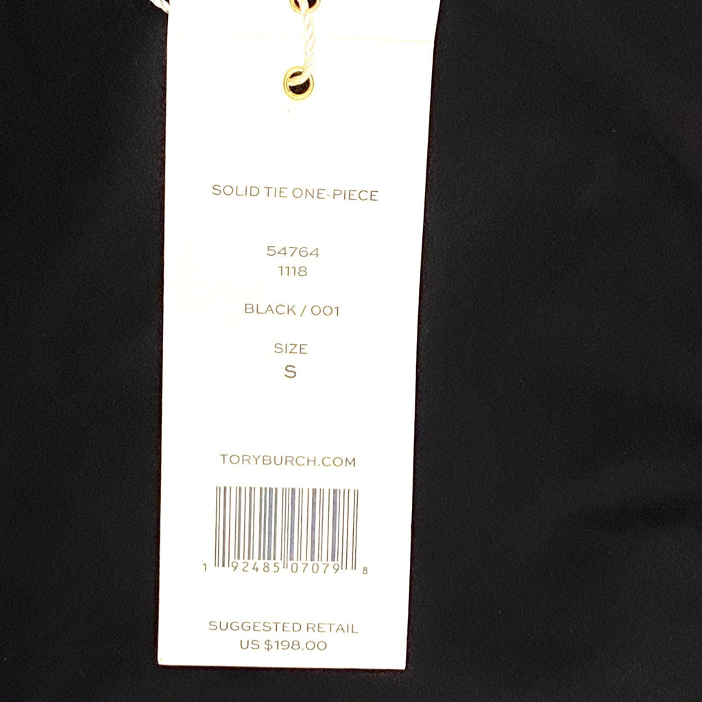 TORY BURCH Solid Tie One Piece Swimsuit Black S (MSRP $198)