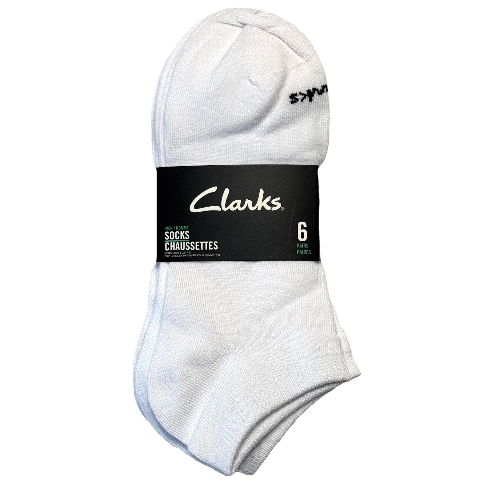 CLARKS Mens Essential Ankle Socks White 6 Pairs