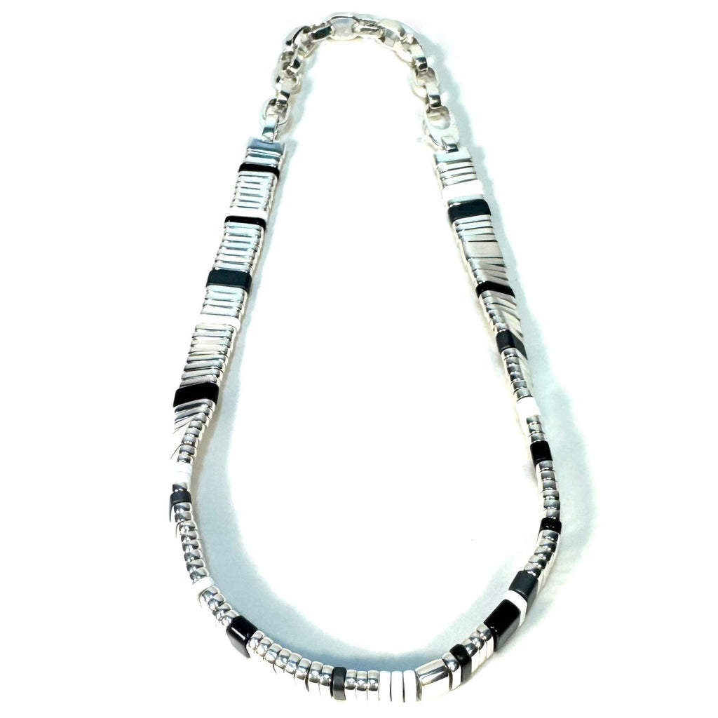 JOHN HARDY Womens .925 Silver 10mm Colorblock Black Onyx Choker Necklace