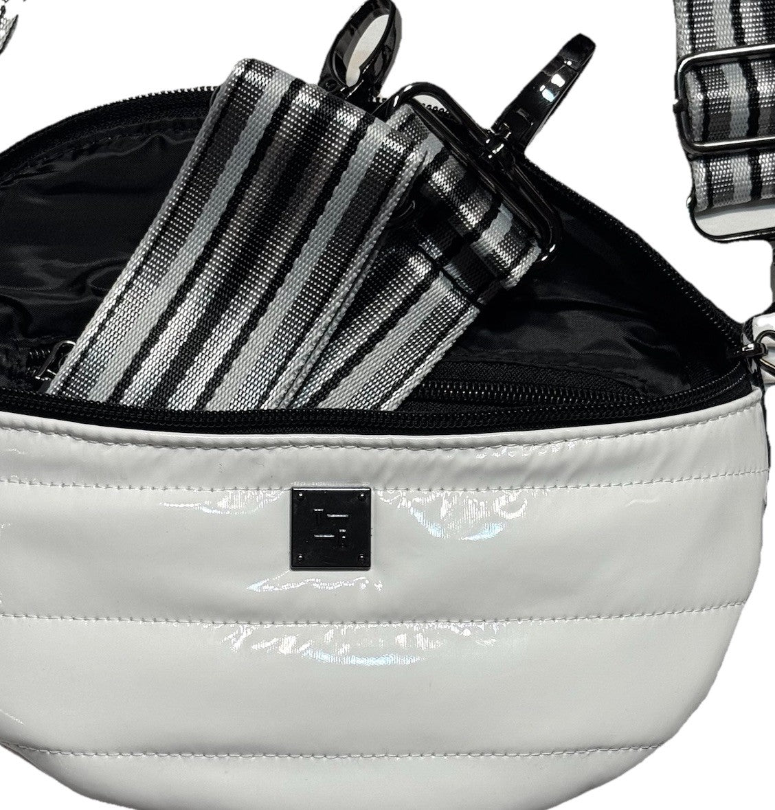 THINK ROYLN Shining Star Crossbody Waist Bag Patent White (MSRP $108)