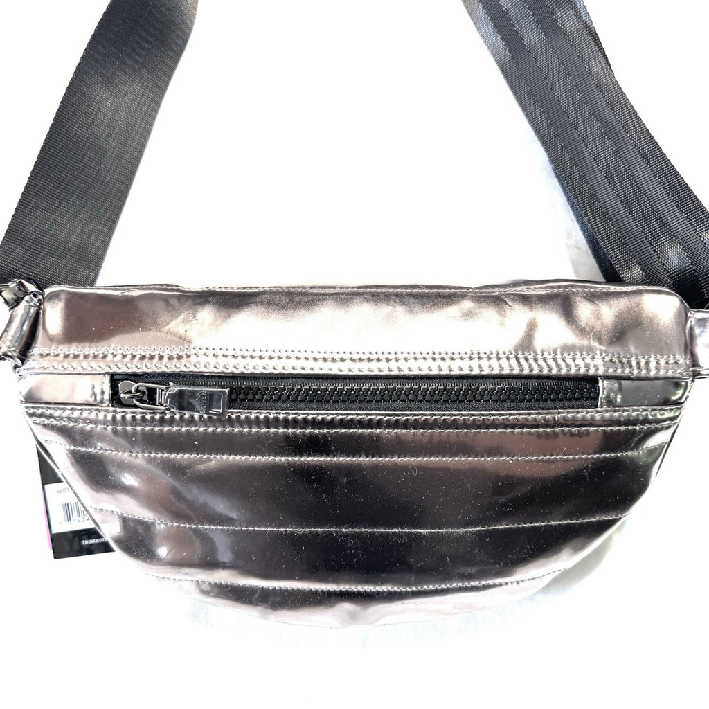 THINK ROYLN Little Runaway Sling Waist Bag Misty Metallic Mirror Grey -MSRP $128