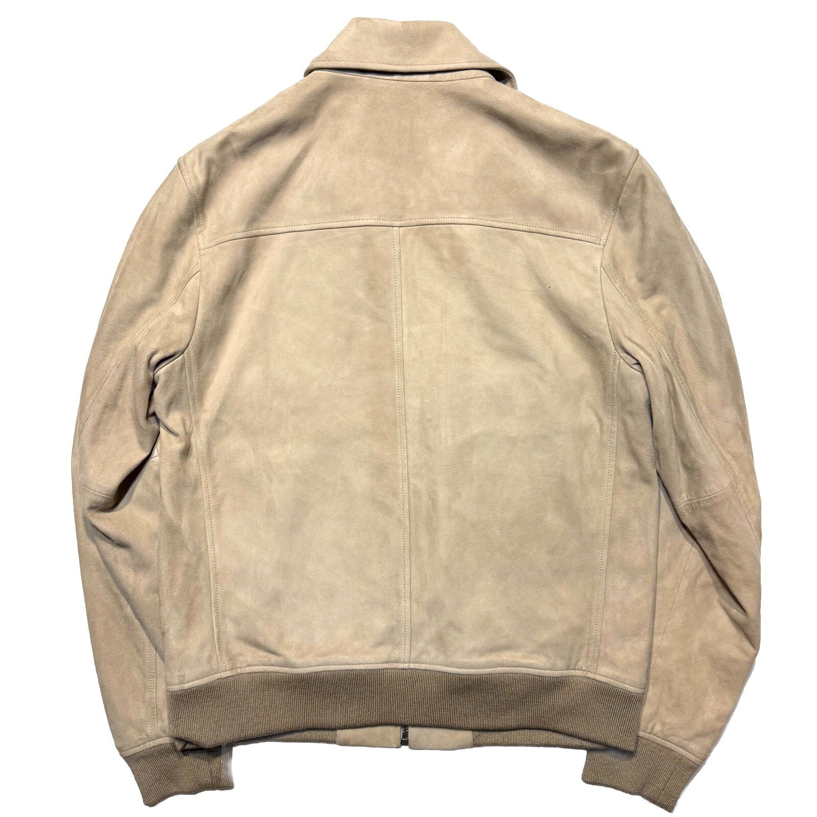 THEORY Mens Wyatt Suede Leather Zip Jacket Sand Beige S (MSRP $1,195)
