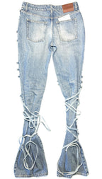 ALEXANDER MCQUEEN Womens Corset Lace Denim Jeans Indigo Blue 27 (MSRP $1,760)