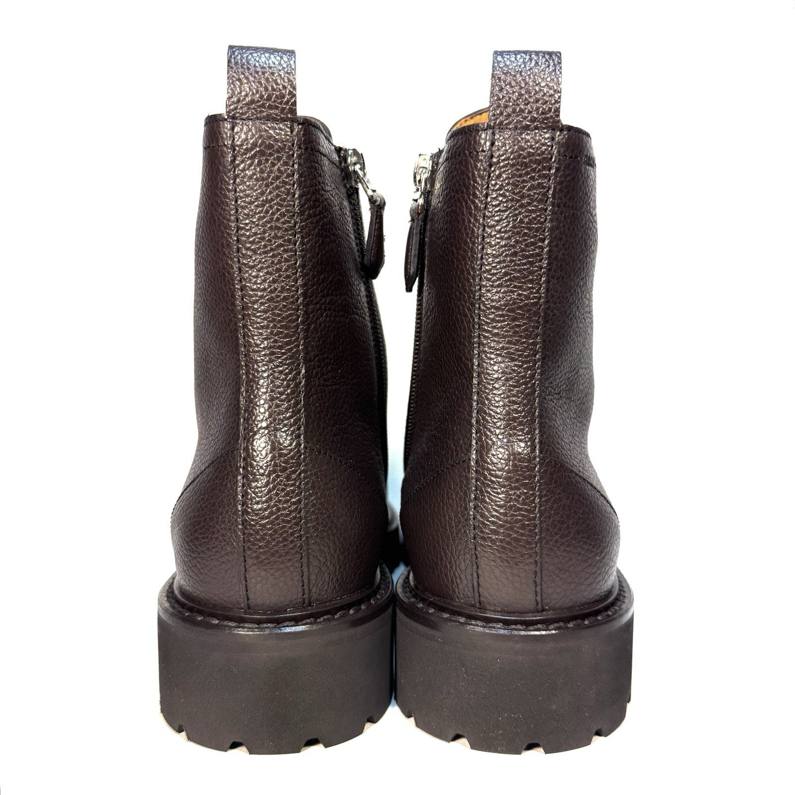 BALLY Mens Brady Grained Calf Leather Combat Boots Brown (MSRP $1,150)