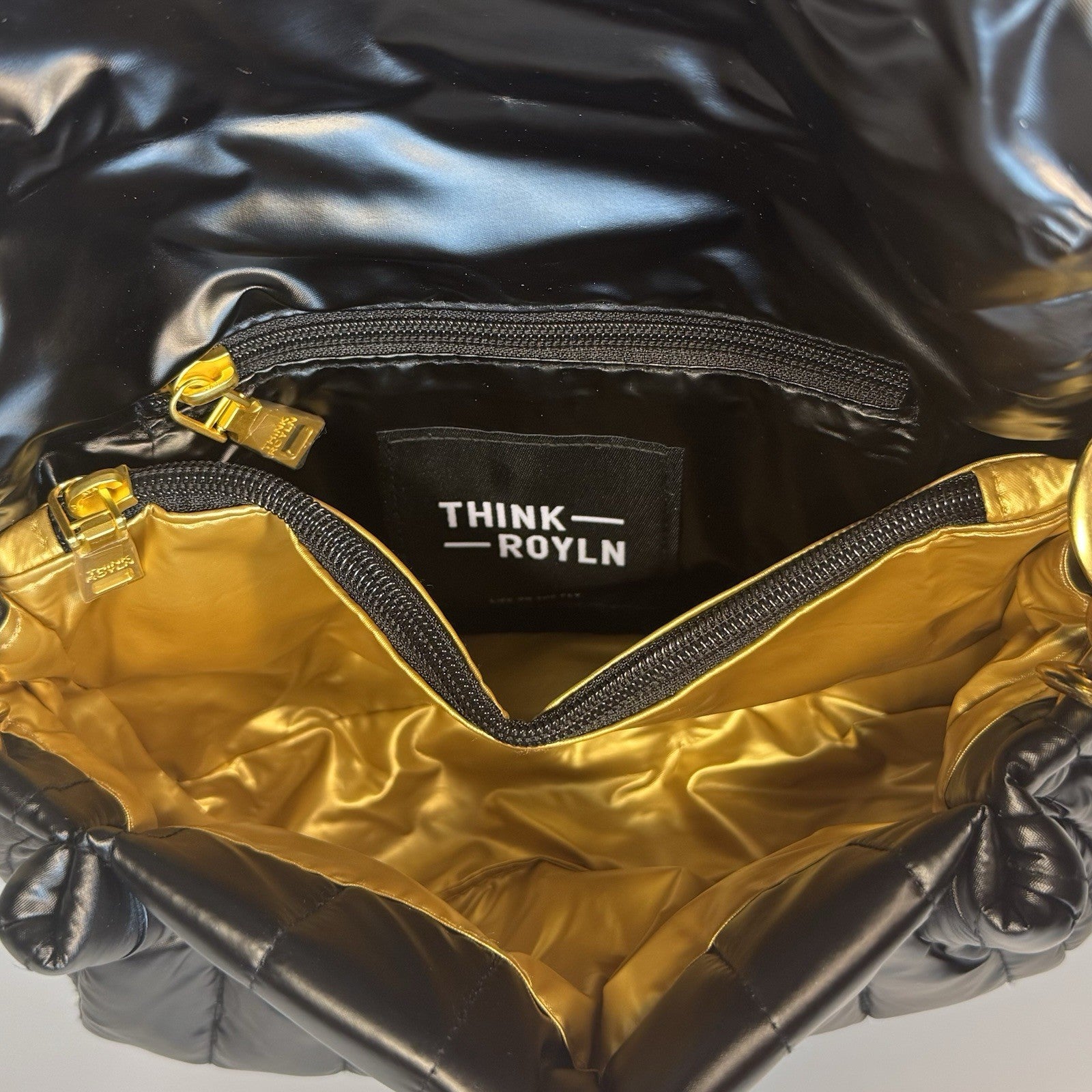THINK ROYLN Bar Quilted Shoulder Crossbody Bag Pearl Black (MSRP $168)