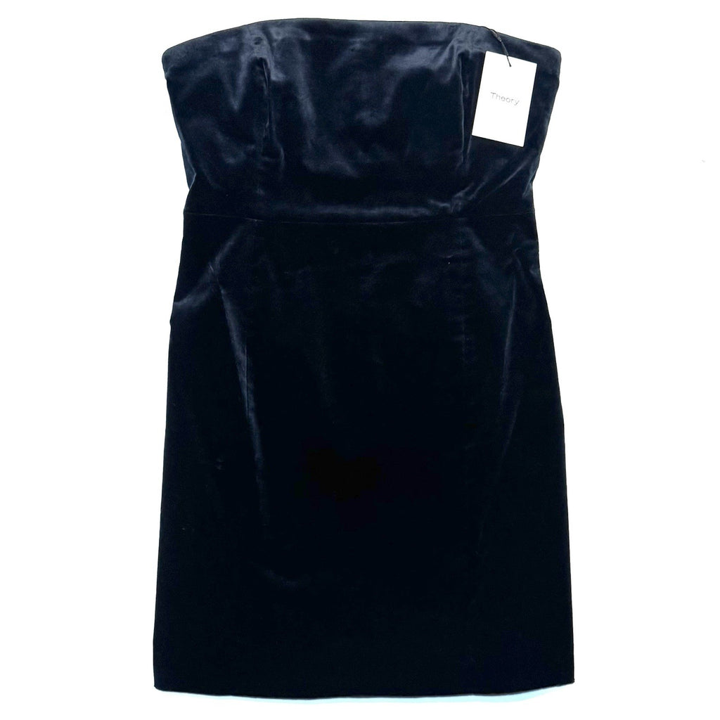 THEORY Womens Strapless Stretch Cotton Velvet Mini Dress Baltic Blue (MSRP $395)