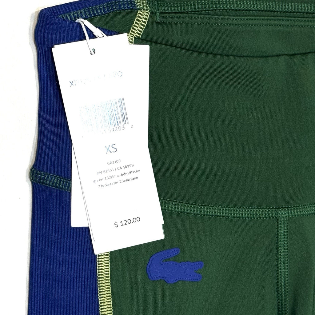 LACOSTE Sport Womens Tight Fit Croc Color Block Leggings Green XS (MSRP $120)