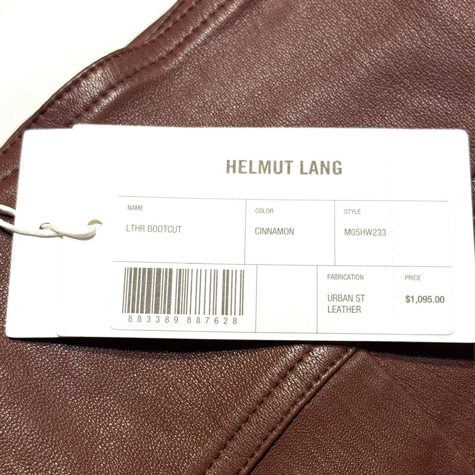 HELMUT LANG Womens Leather Bootcut Trouser Pants Cinnamon Brown (MSRP $1,095)