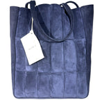 KHAITE Womens Zoe Quilted Suede Leather Tote Bag Midnight Navy Blue -MSRP $2,600