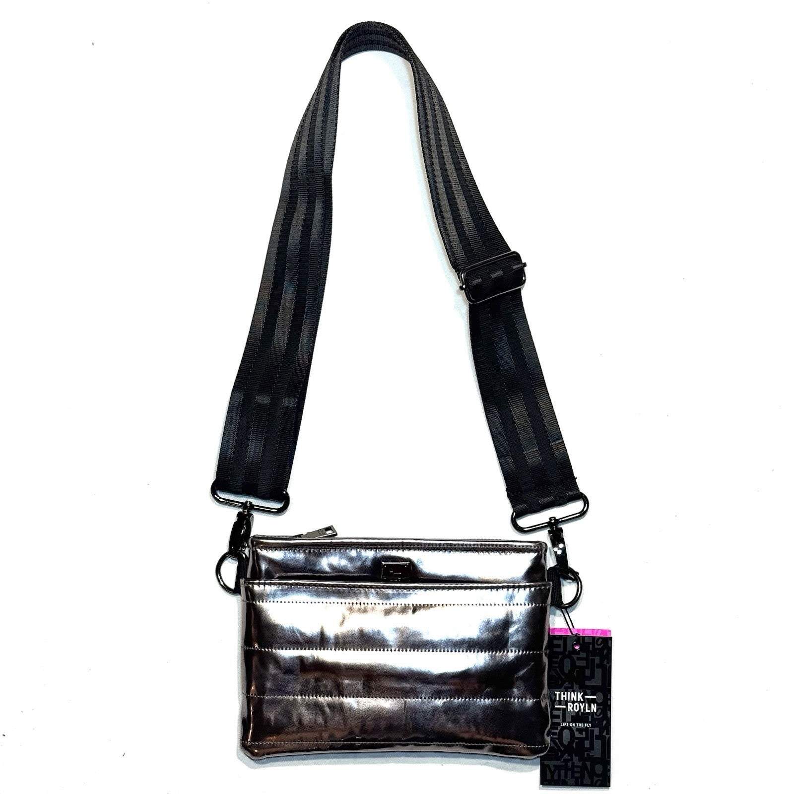 THINK ROYLN Bum Bag Shoulder Crossbody Misty Metallic Mirror Grey (MSRP $98)