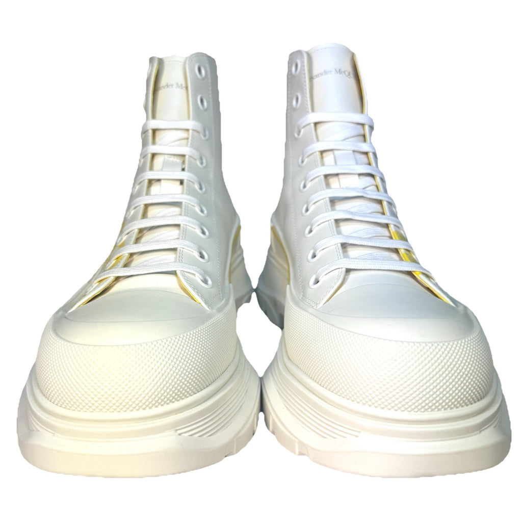 ALEXANDER MCQUEEN Mens Tread Slick Logo Sneaker Boots Yellow White (MSRP $990)