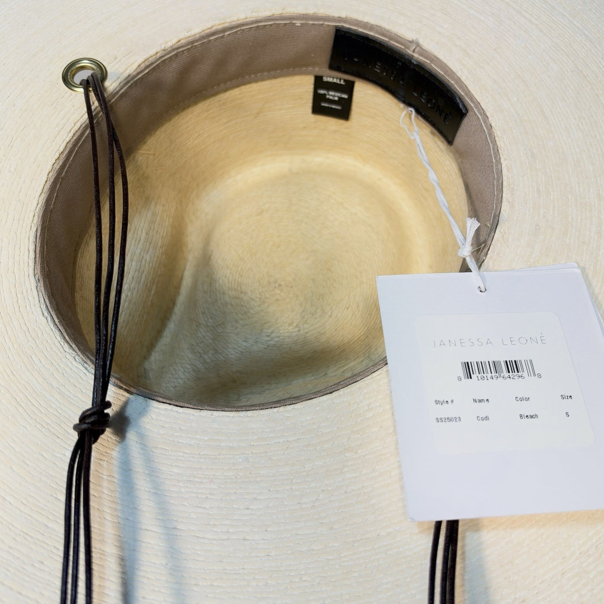 JANESSA LEONE Womens Codi Mexican Palm Straw Hat Bleach Ivory White S -MSRP $280