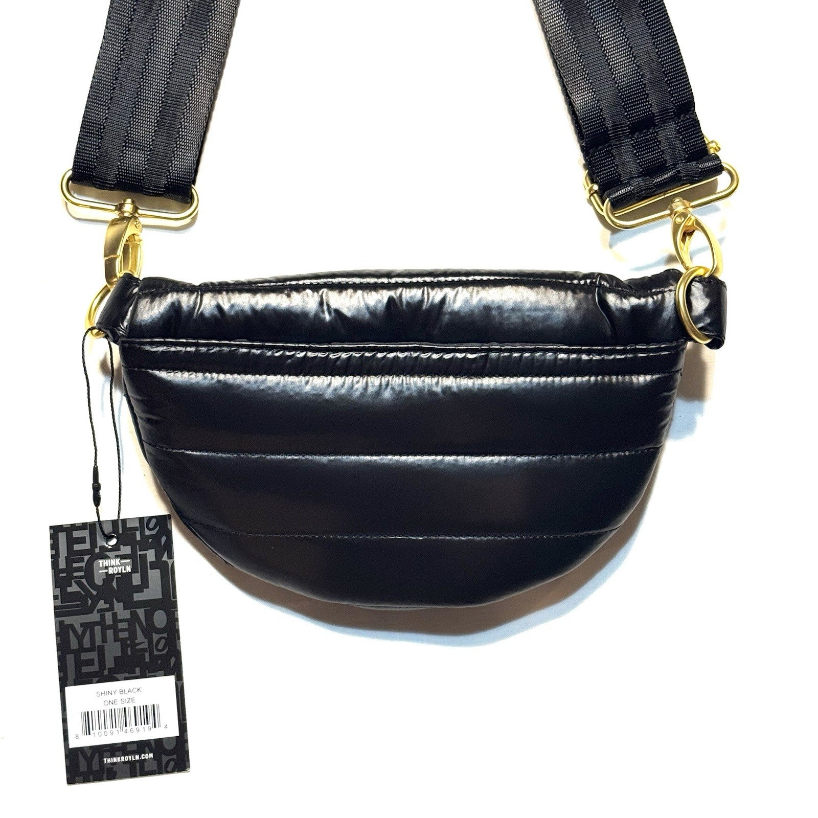 THINK ROYLN Shining Star Crossbody Waist Bag Shiny Black (MSRP $108)