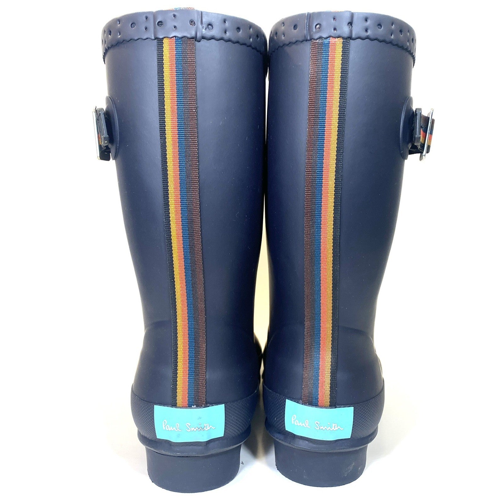 PAUL SMITH Mens Krupa Wellington Mid Calf Rubber Rain Boots Navy Blue 41