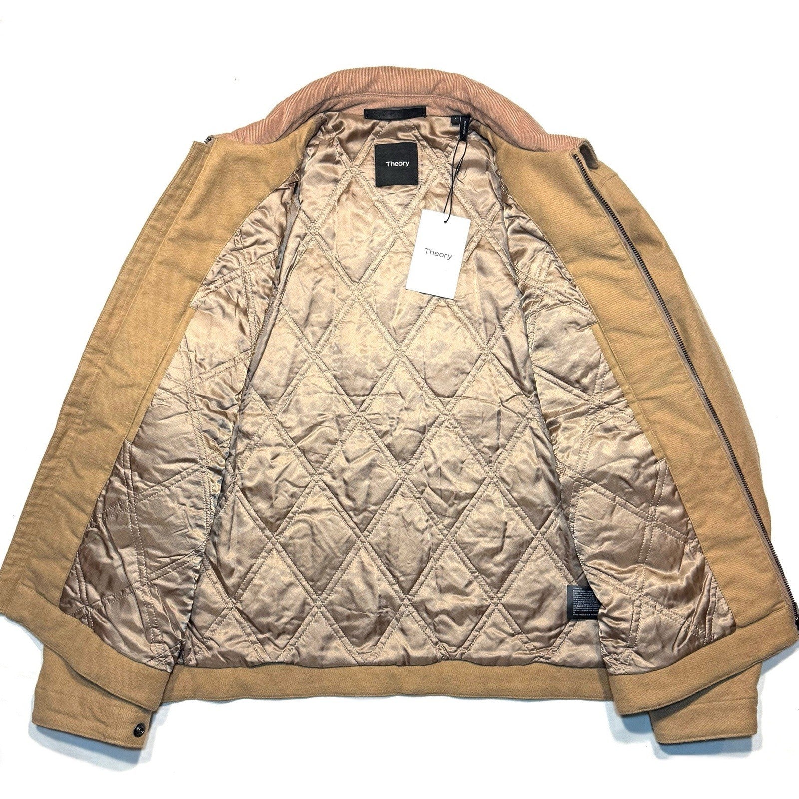 THEORY Mens Workwear Moleskin Cotton Twill Zip Jacket Beige S (MSRP $495)