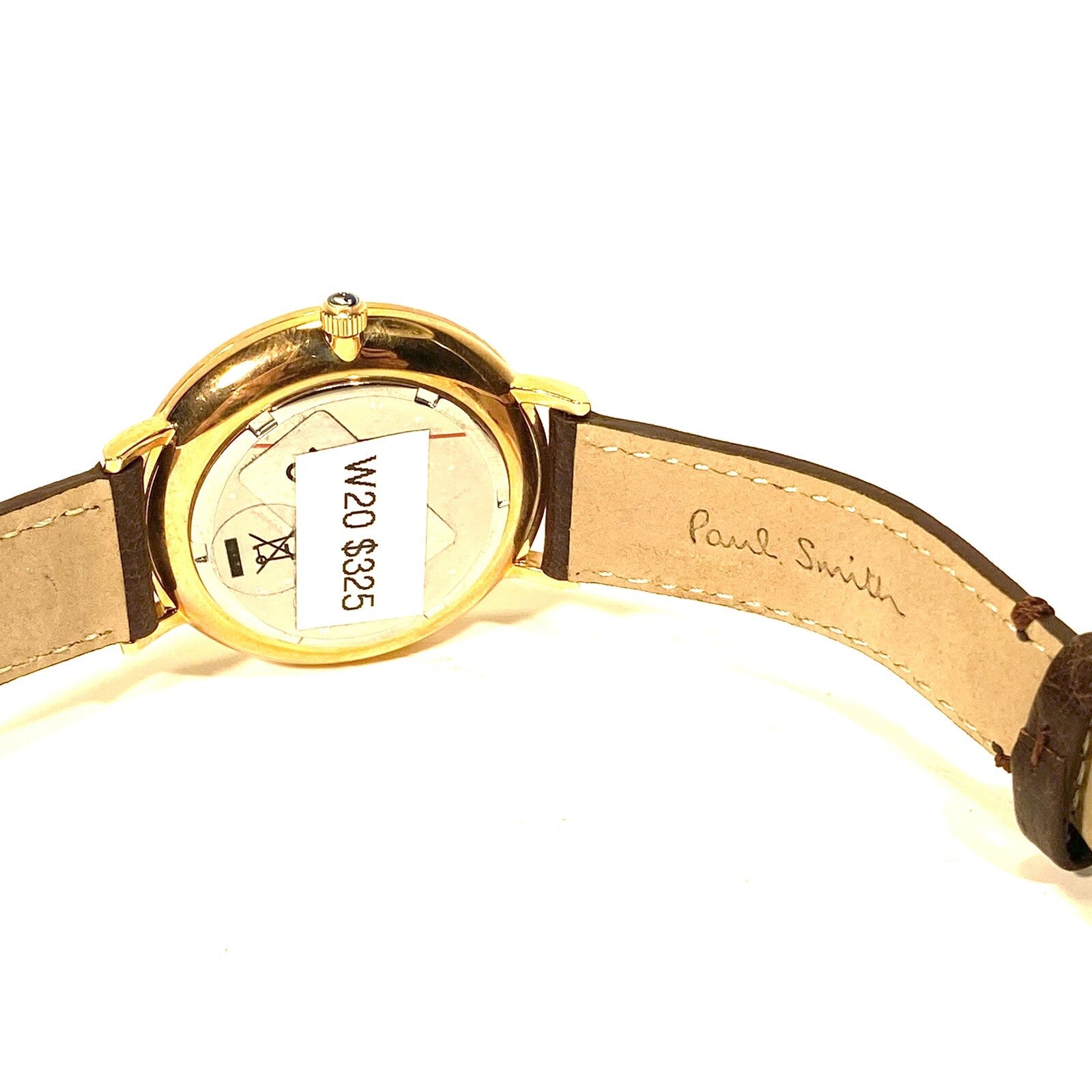 PAUL SMITH Mens Leather Strap Stainless Date Watch Brown Bronze 38mm (MSRP $325)