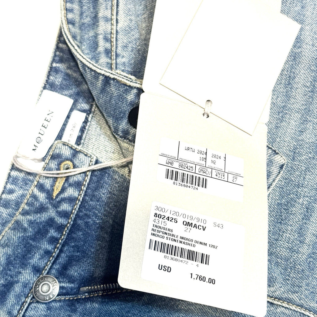 ALEXANDER MCQUEEN Womens Corset Lace Denim Jeans Indigo Blue 27 (MSRP $1,760)