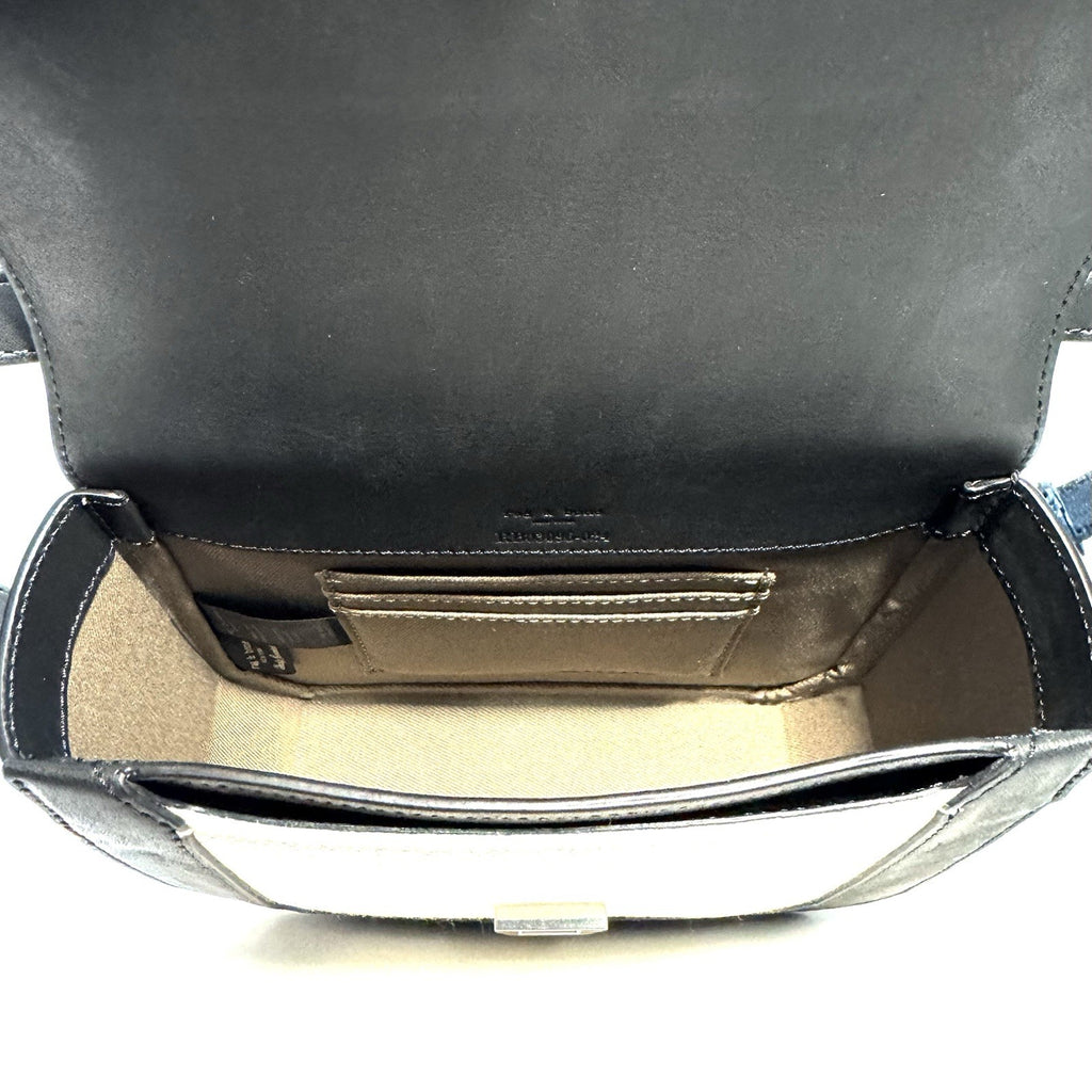 RAG & BONE Womens Max Flap Leather Antique Canvas Crossbody Bag Black -MSRP $428