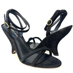 VERONICA BEARD Manuela Suede Leather Heel Strap Ankle Sandals Black (MSRP $450)