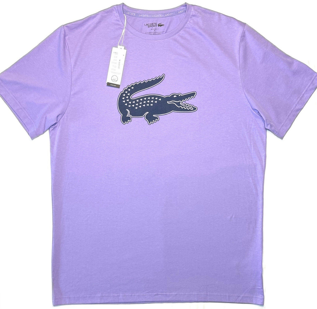 LACOSTE Sport Mens Big and Tall Logo Graphic Croc T Shirt Purple (MSRP $65)