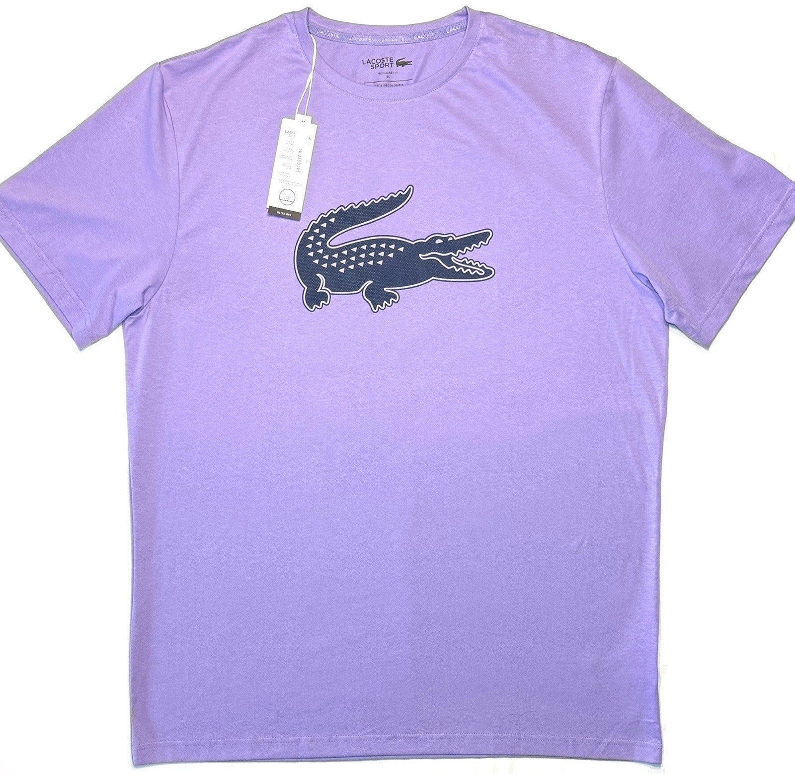 LACOSTE Sport Mens Big and Tall Logo Graphic Croc T Shirt Purple (MSRP $65)