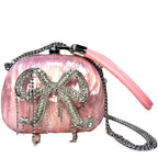 SELF-PORTRAIT Womens Pearl Top Handle Shoulder Chain Clutch Bag Pink (MSRP $585)