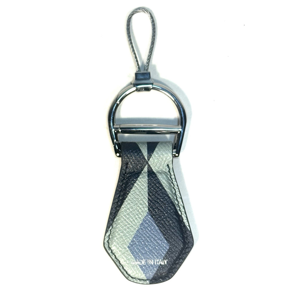 DUNHILL Cadogan Saffiano Leather Key Fob Keychain Stone Blue (MSRP $250)