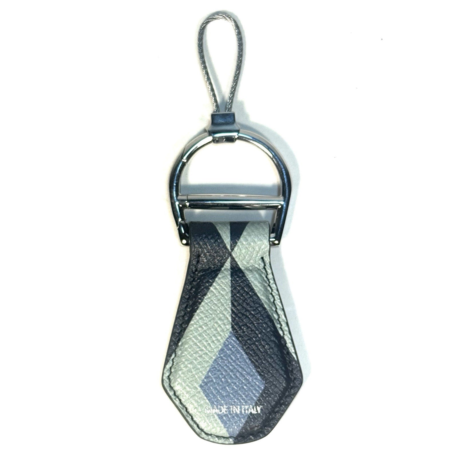 DUNHILL Cadogan Saffiano Leather Key Fob Keychain Stone Blue (MSRP $250)