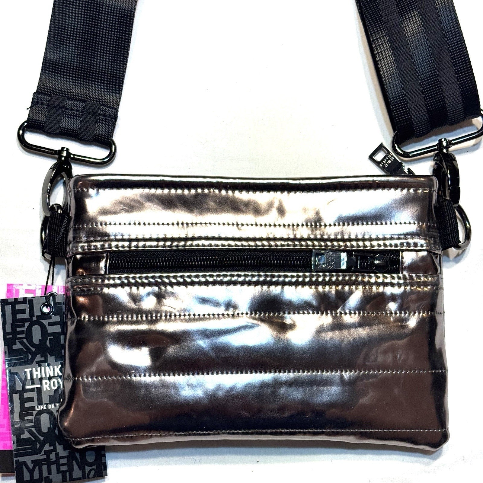 THINK ROYLN Bum Bag Shoulder Crossbody Misty Metallic Mirror Grey (MSRP $98)