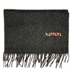 MISSONI Womens Wool Fringe Scarf Dark Logo Charcoal Gray Pink