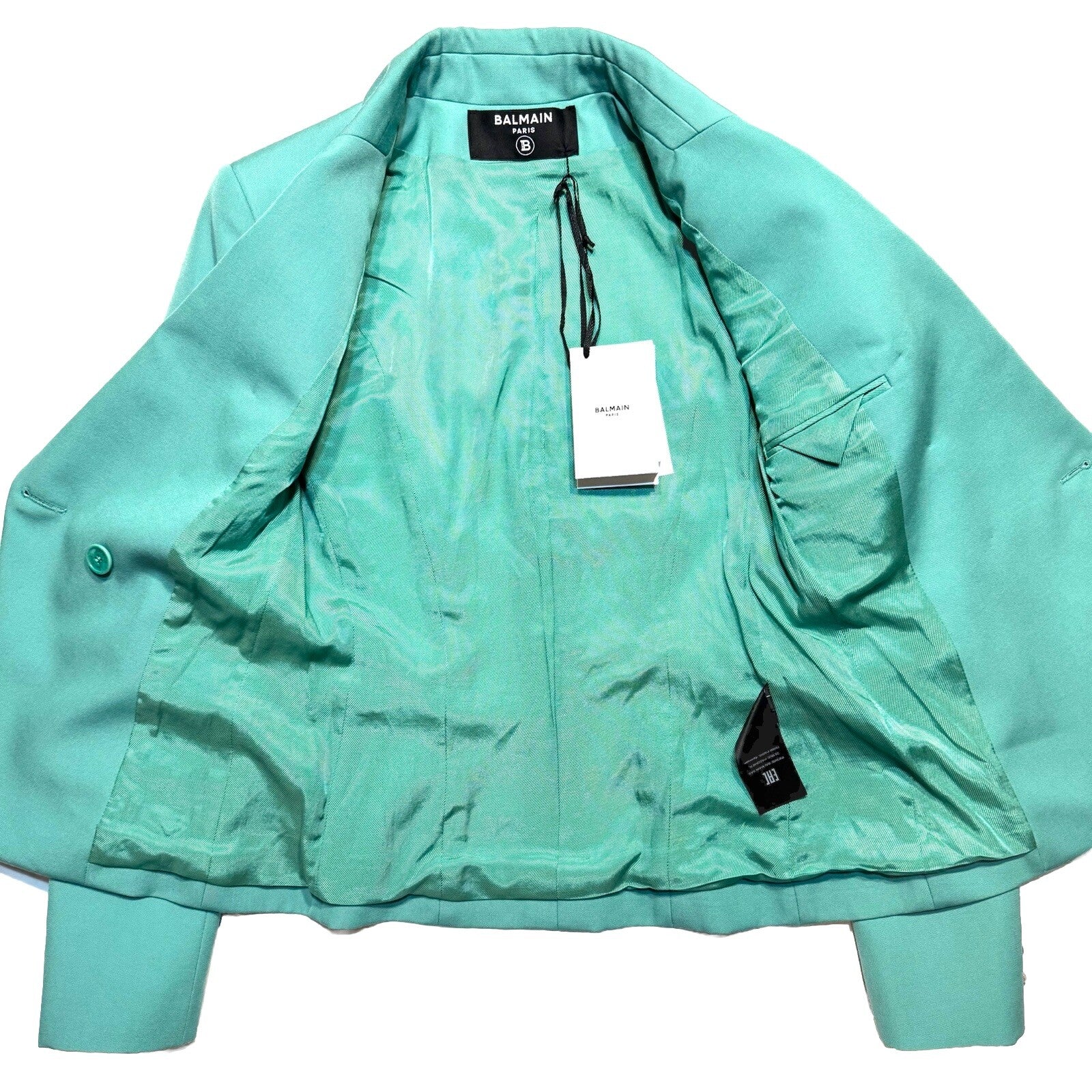 BALMAIN Grain De Poudre Double Breasted Blazer Jacket Blue (MSRP $2,695)