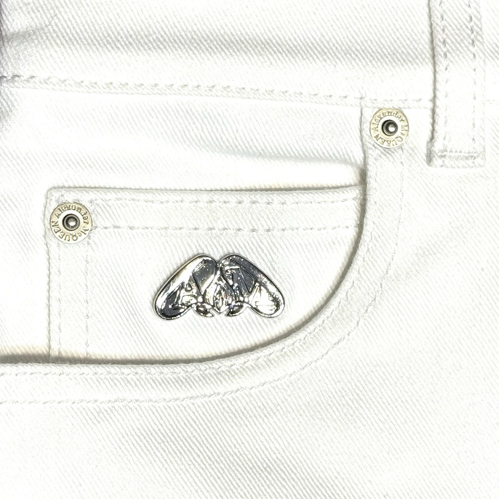 ALEXANDER MCQUEEN Womens Wide Leg Stonewash Denim Jeans White (MSRP $1,090)