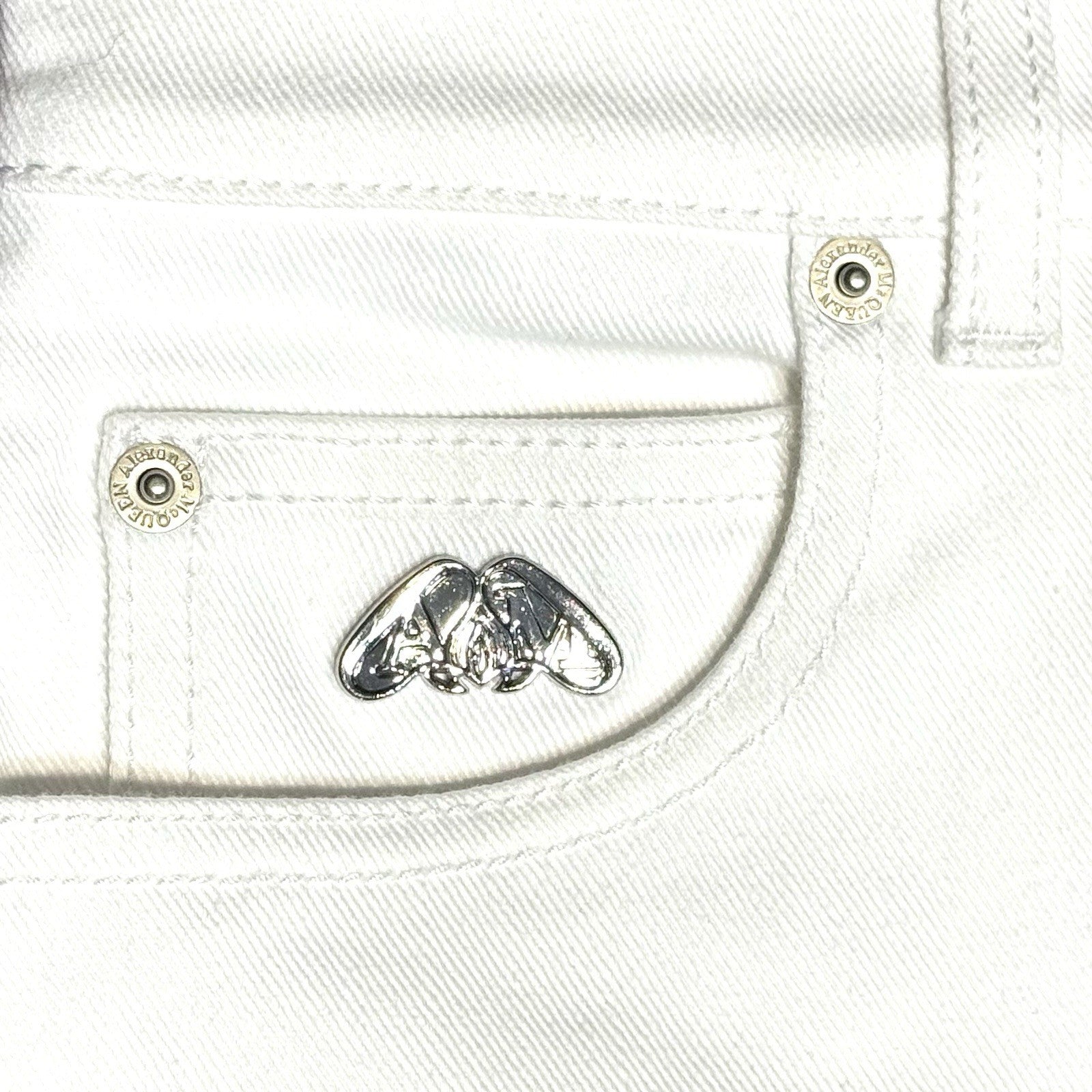 ALEXANDER MCQUEEN Womens Wide Leg Stonewash Denim Jeans White (MSRP $1,090)
