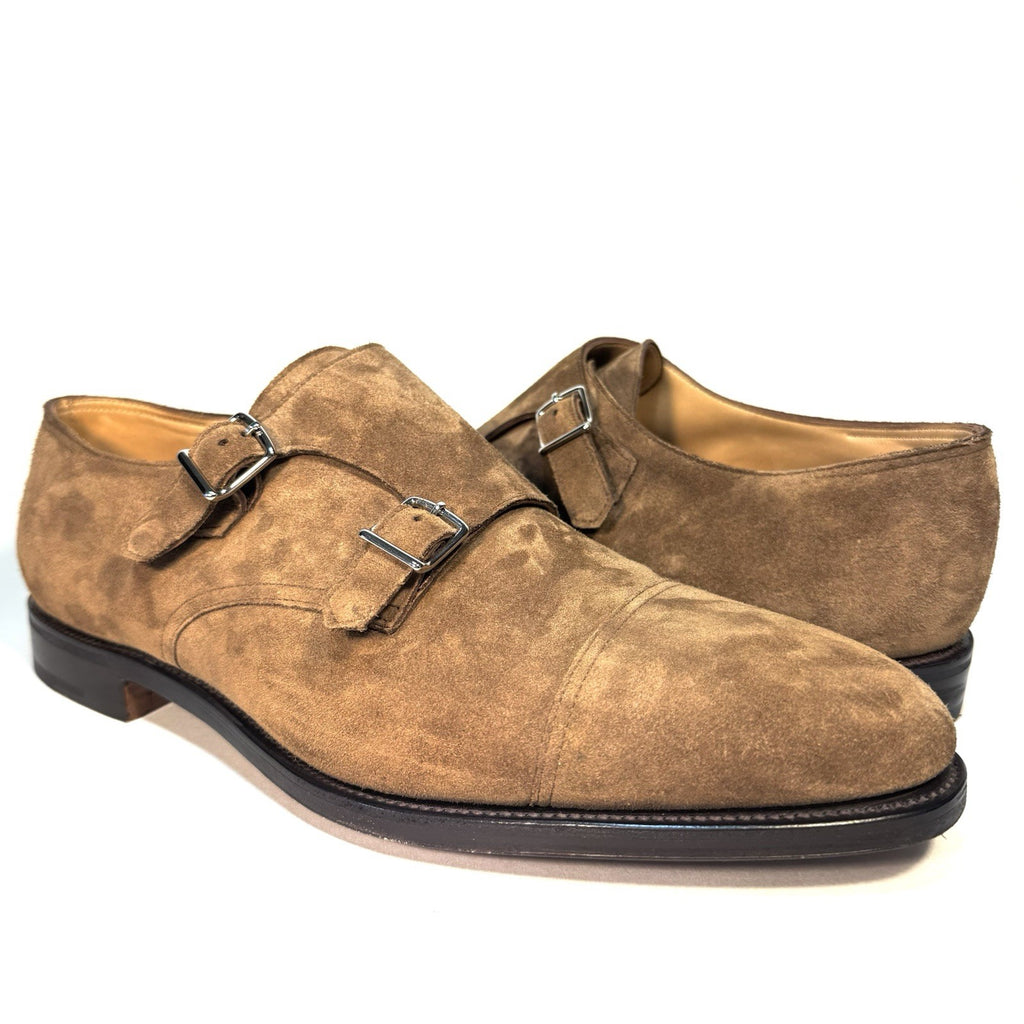 JOHN LOBB Mens William Suede Monkstrap Shoes Saddle Brown 10EEE (MSRP $1,890)