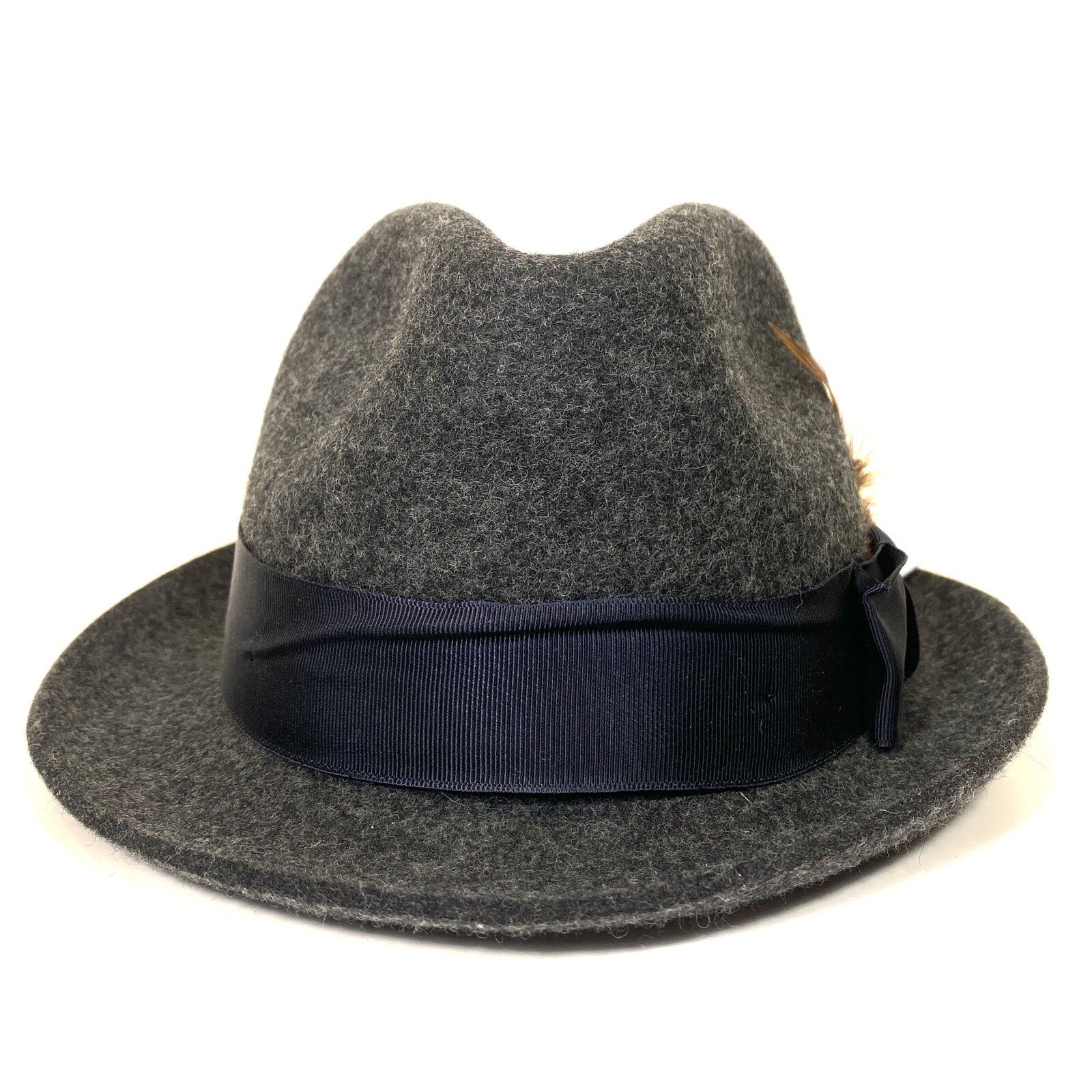 PAUL SMITH Mens Trilby Handmade in UK Wool Felt Feather Hat Grey S (MSRP $165)