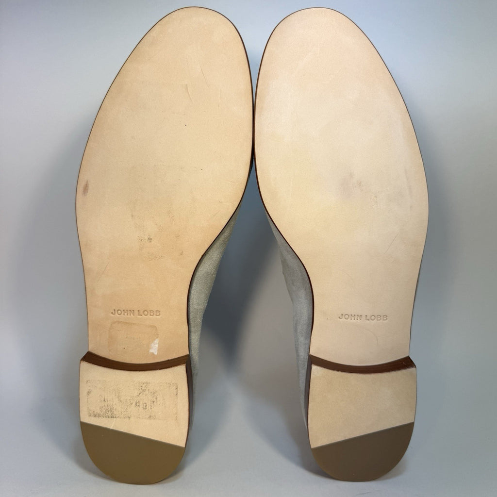 JOHN LOBB Mens Hendra Suede Leather Slip On Loafers Mist Grey 10 (MSRP $1,190)