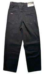 RtA Mens Wide Leg Logo Embroidered Denim Jeans Black (MSRP $395)