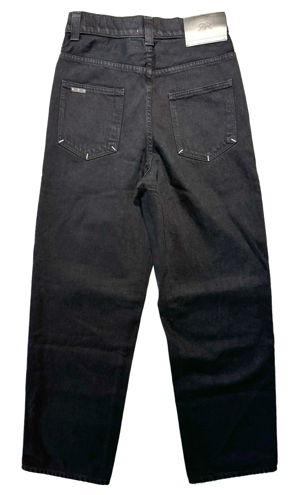 RtA Mens Wide Leg Logo Embroidered Denim Jeans Black (MSRP $395)